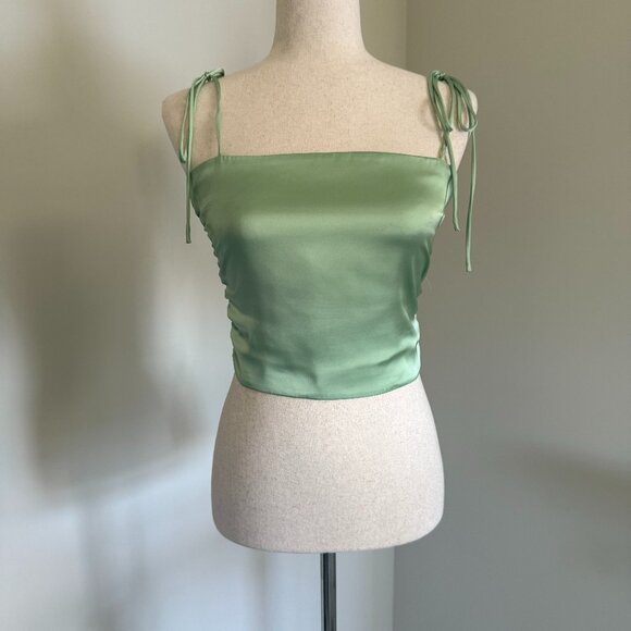 Urban Outfitters Tops - Sage Green Satin Tie-Strap Tank Top